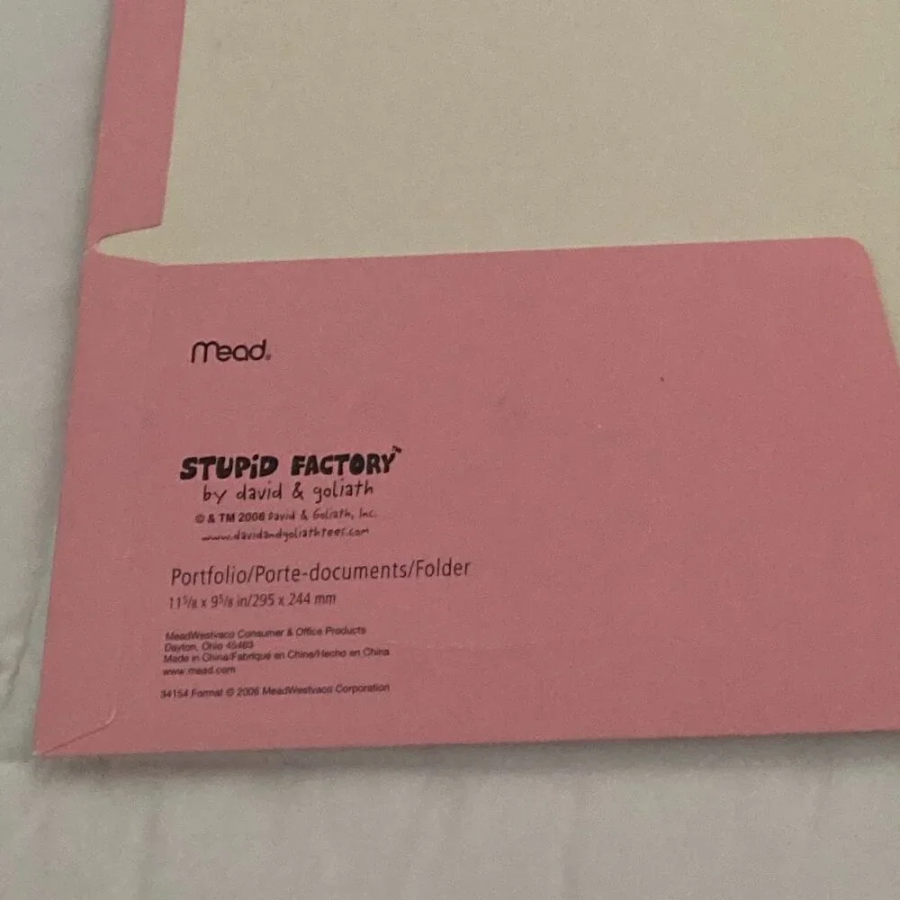 David & Goliath Stupid Factory - Trendy Wendy pink Meed Folder - Y2K